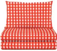 Completo letto 1 piazza e mezza quadretti corallo