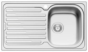Lavello integrato 1 vasca con gocciolatoio a sinistra DELINIA Amaltia inox L 50 x L 86 cm argento