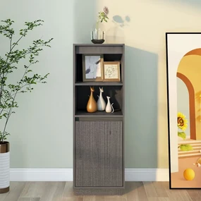 Credenza grigia 37x34x110 cm in legno massello di pino