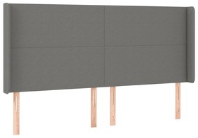 Letto a Molle Materasso e LED Grigio Scuro 200x200cm in Tessuto