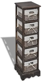 Struttura İn Legno Con 5 Cestini Intrecciati Marrone /