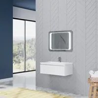 Mobile bagno sospeso con lavabo da 81cm e specchiera - HDcasa