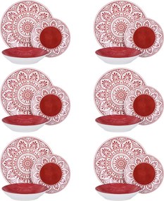 Servizio 18 piatti porcellana Ariel rosso