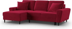Divano angolare rosso allungabile e con contenitore (con penisola a sinistra/con chaise lounge) con rivestimento in velluto Kyoto – Cosmopolitan Design