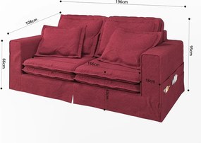 Divano rosso 196 cm Nora – Ropez
