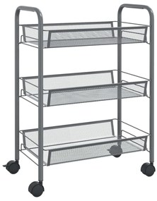 Carrello da cucina con 3 ripiani grigio 46x26x64 cm in ferro