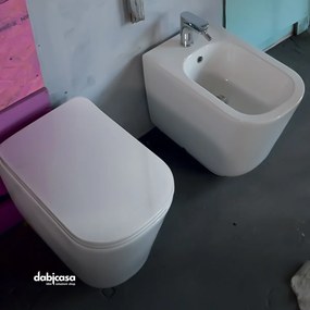 Kerasan "Tribeca" coppia di sanitari terra filo parete bianco lucido