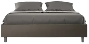 Letto Sommier con rete imbottito 160x200 similpelle cappuccino Azelia