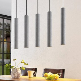 Lampada a sospensione Lindby Concretto, 100 cm, grigio, a 5 luci, cemento