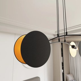Lampada A Sospensione 4 Luci Moderna Nut In Acciaio Nero E Oro