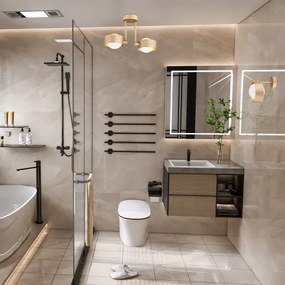 Argon 7215 - Lampadario da bagno a sospensione con supporto rigido MASSIMO PLUS 2xG9/6W/230V IP44 oro