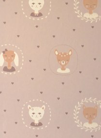 Majvillan Carta da parati Hearts - Warm Lilac