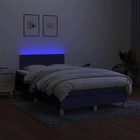 Letto a Molle con Materasso e LED Blu 120x200cm in Tessuto