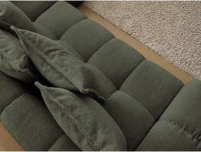 Divano angolare verde allungabile e con contenitore (penisola a destra/a L) con rivestimento in ciniglia Everest – Bobochic Paris