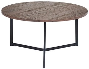 Tavolino legno scuro e nero ⌀ 80 cm TIPPO Beliani