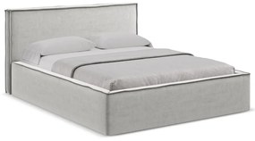 Letto matrimoniale imbottito grigio chiaro con contenitore con griglia 140x200 cm Anani - Makamii