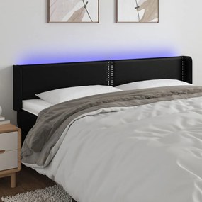 Testiera A Led Nera 183x16x78/88 Cm İn Similpelle /