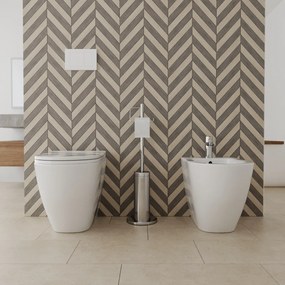 Sanitari Bidet e Vaso WC a terra filomuro rimless coprivaso softclose Francesco