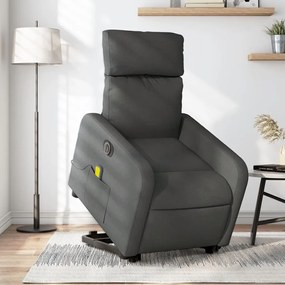 Poltrona Alzapersona Massaggi Elettrica Grigio Scuro Tessuto /