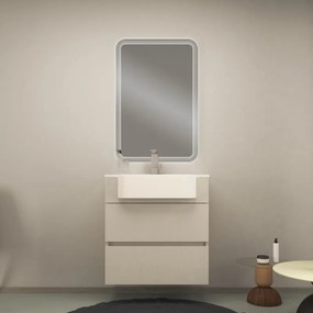 Mobile bagno sospeso con lavabo L 70 cm bianco 2 cassetti per vasca centrale Paris