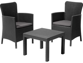 Set da giardino in rattan artificiale grigio scuro per 2 persone Salvador - Keter