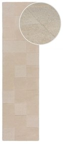 Passatoia in lana beige tessuta a mano 60x230 cm Checkerboard - Flair Rugs