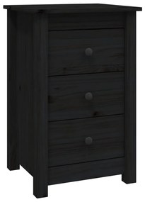 Comodini 2 pz nera 40x35x61,5 cm in legno massello di pino