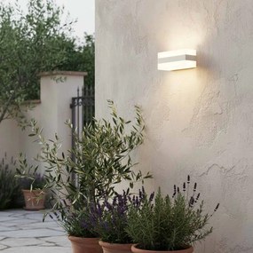 Applique 2xE27 a Luce Diffusa IP65 con fascia Bianca Inox - Serie Glow