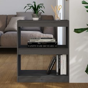 Libreria/divisorio grigio 60x30x71,5 cm in massello di pino