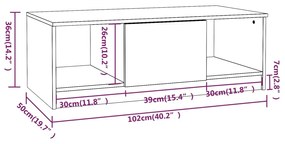 Tavolino Salotto Rovere Marrone 102x50x36 cm Legno Multistrato