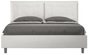 Letto matrimoniale con rete imbottito 160x200 similpelle bianco Annalisa