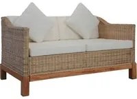 Divano a 2 Posti con Cuscini in Rattan Naturale cod mxl 6265