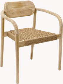 Sedia da giardino impilabile in legno di teak con braccioli Sole Mio