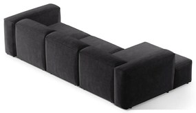 Divano angolare grigio scuro (con penisola a sinistra/con chaise lounge) con rivestimento in velluto a coste Bergamo – Cosmopolitan Design