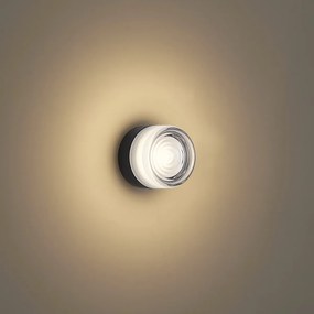 Lampada da parete di design nera con vetro opale IP44 - Michele