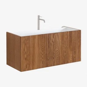 Set Mobili Da Bagno Fiore In Legno Con Lavabo Integrato Legno Scuro & Senza Specchio & Cromato ↑30 Cm - Sklum