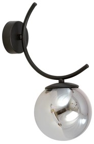 Applique Moderna 1 Luce Coeo In Acciaio Nero E Diffusore In Vetro Fumè