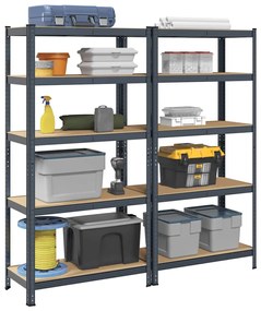 Scaffali Resistenti 5 Ripiani 2pz Antracite Acciaio&multistrato /