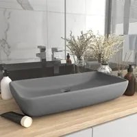 Lavabo Lusso Rettangolare Grigio Chiaro Opaco 71x38 cm Ceramica 146960