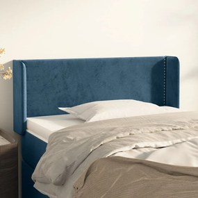 Testiera Ad Orecchio Blu Scuro 103x16x78/88 Cm İn Velluto /