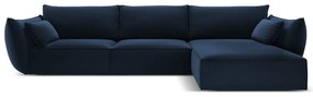 Divano angolare blu scuro (con penisola a destra/con chaise lounge) con rivestimento in velluto Vanda – Mazzini Sofas