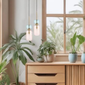 Lampadario a sospensione con filo MOLLY 1xE14/40W/230V diametro 12 cm oro/rosa/blu