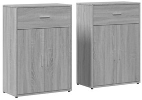 Credenze 2 pz grigio sonoma 60x30x84 cm in legno multistrato