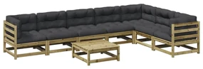 Set divani da giardino 8pz con cuscini legno impregnato di pino