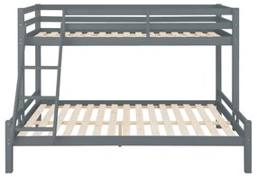 Letto a castello grigio in legno di pino Alpi2 - Støraa