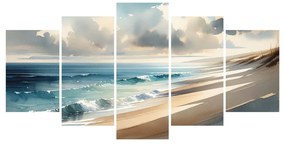 Quadri 5 pezzi – Onde delicate sulla riva