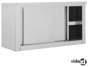 vidaXL Armadio da Cucina con Ante Scorrevoli 90x40x50cm Acciaio Inox