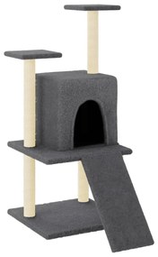 Albero per gatti con tiragraffi in sisal grigio scuro 110 cm