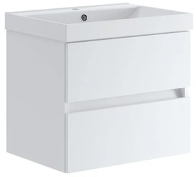 Mobile sottolavabo e lavabo Kora per vasca centrale laccato opaco bianco L 59.5 x H 50 x P 45.5 cm 2 cassetti
