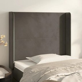 Testiera Ad Orecchio Grigio Scuro 83x16x118/128 Cm İn Velluto /
